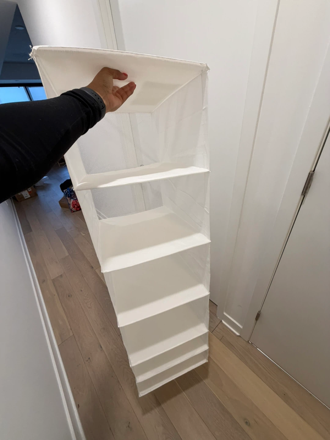 White Hanging Closet Organizer with 5 Shelves