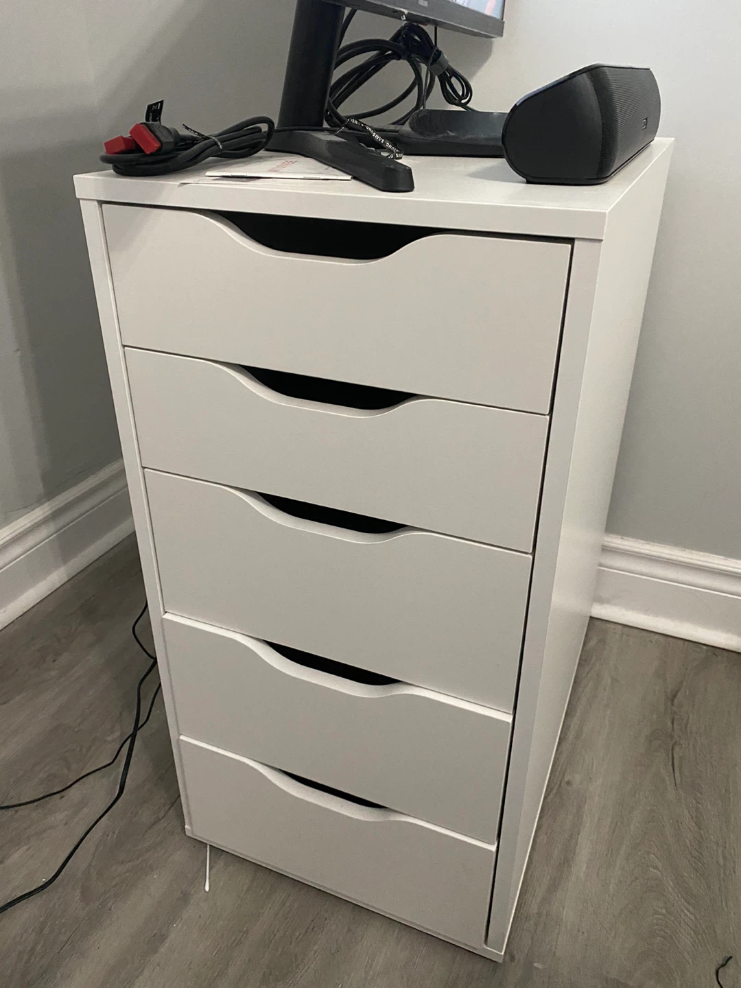 White IKEA ALEX 5-drawer unit