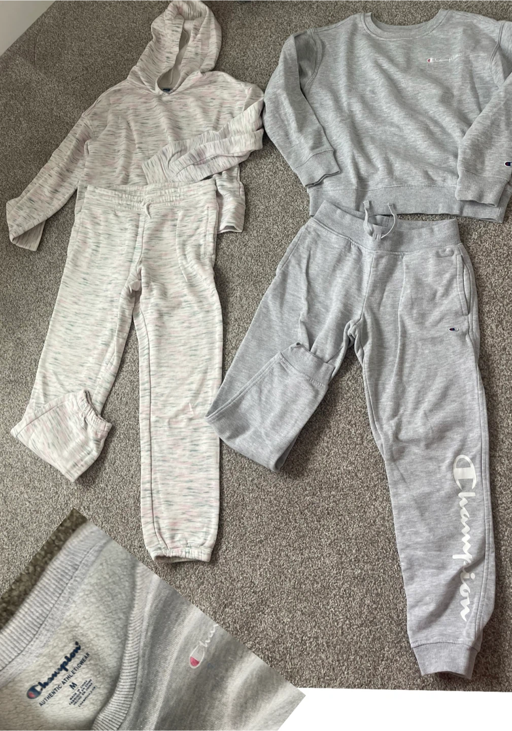 Champion Grey Sweatpants and Hoodie Set 🏆