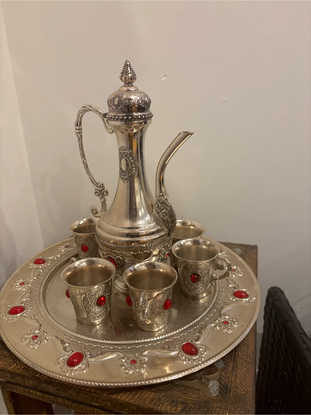 Decorative Coffee Set with Tray and Cups
