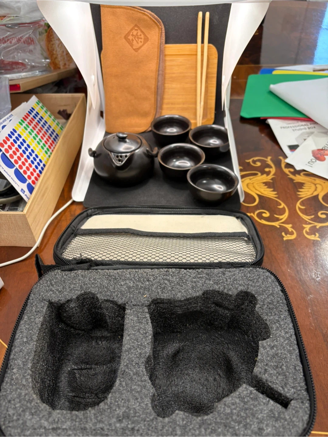 4-Piece Black Tea Set with Carrying Case - photo 4