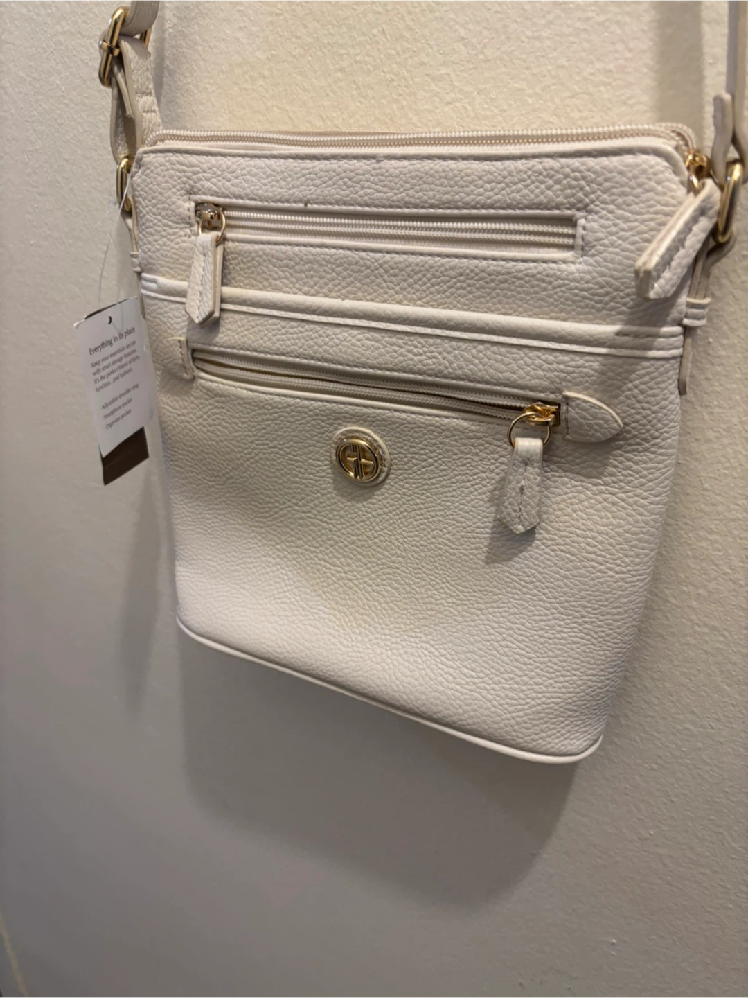 NEW WITH TAG-Gianni Bernini Cream Crossbody Purse