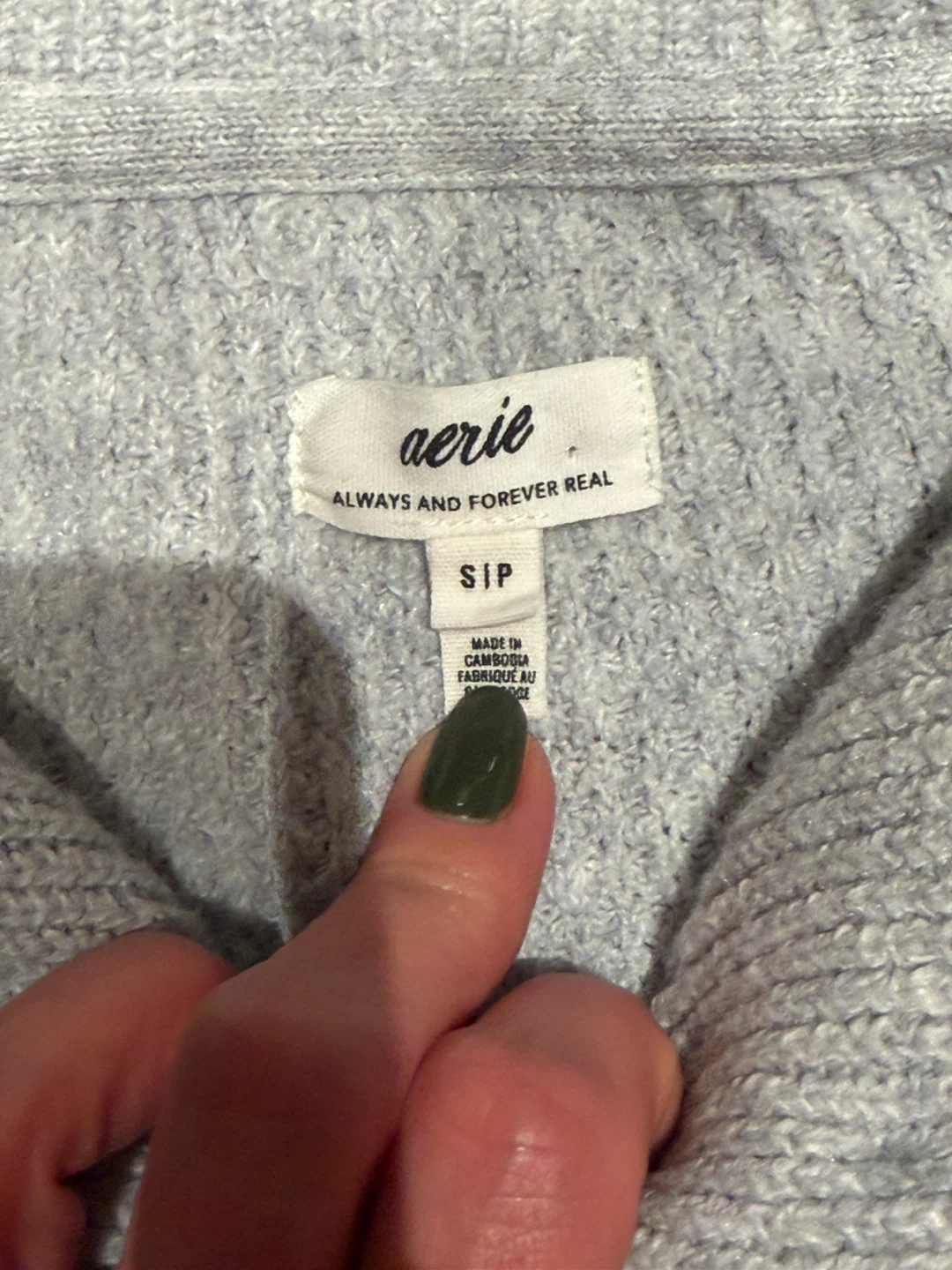 Aerie Grey Waffle Knit Sweater - Size S - photo 2