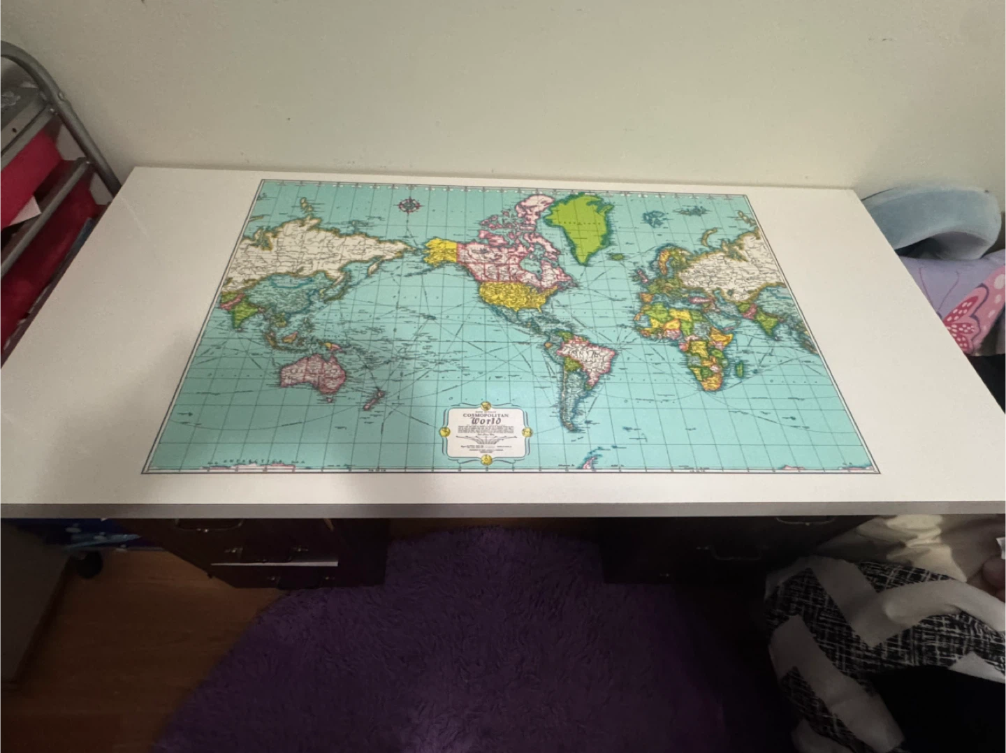 Desk with World Map Top
