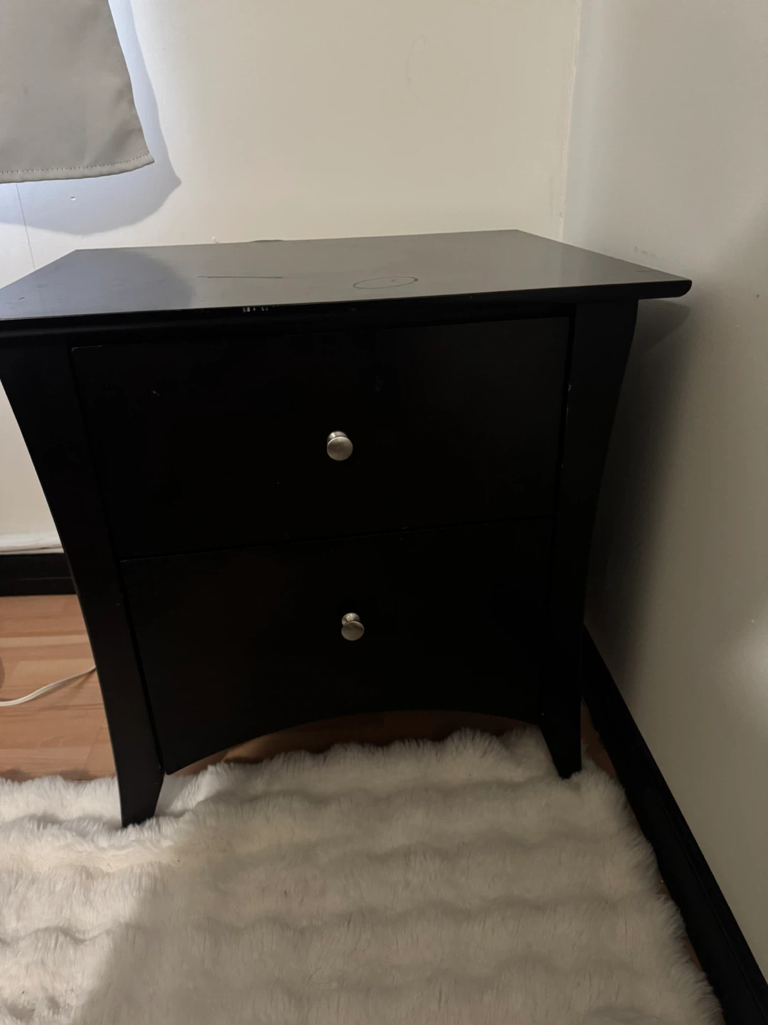 Black 2-Drawer Nightstand