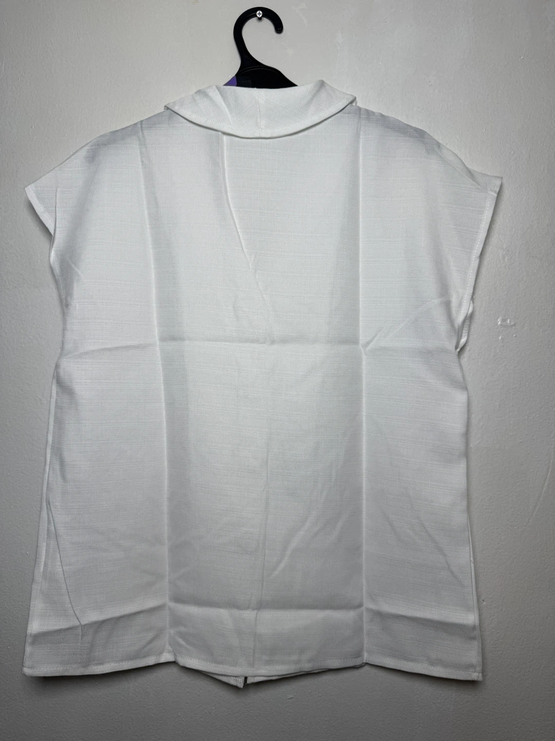 White Linen Blend Button-Up Sleeveless Blouse - Size S - photo 3