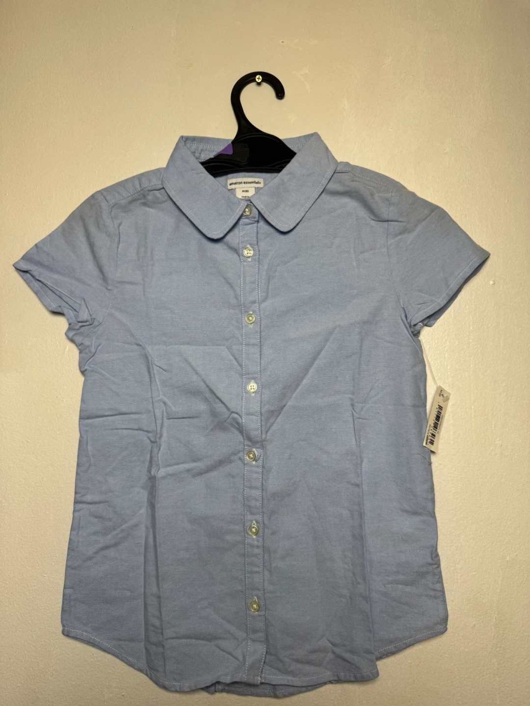 Amazon Essentials Blue Short Sleeve Button-Up Shirt - Size M (8)