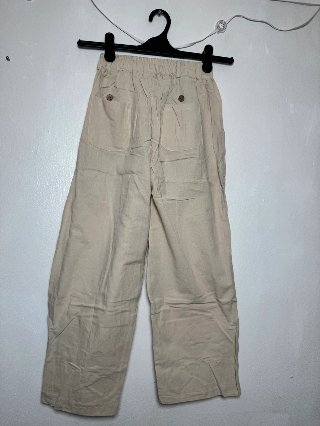 Women's Wide Leg Pants XL Beige Linen Blend Elastic Waist - photo 2