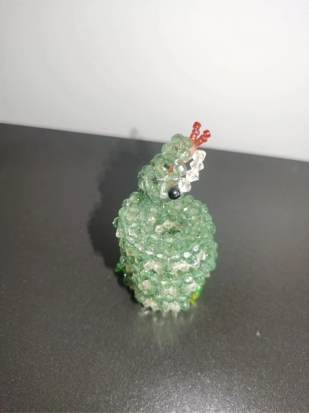 Handmade Beaded Green Serpent Figurine - photo 3