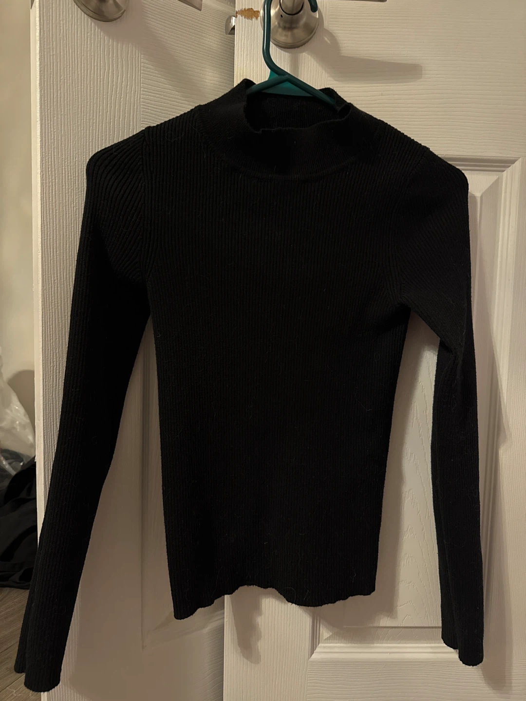 Black Mock Neck Ribbed Sweater - photo 2