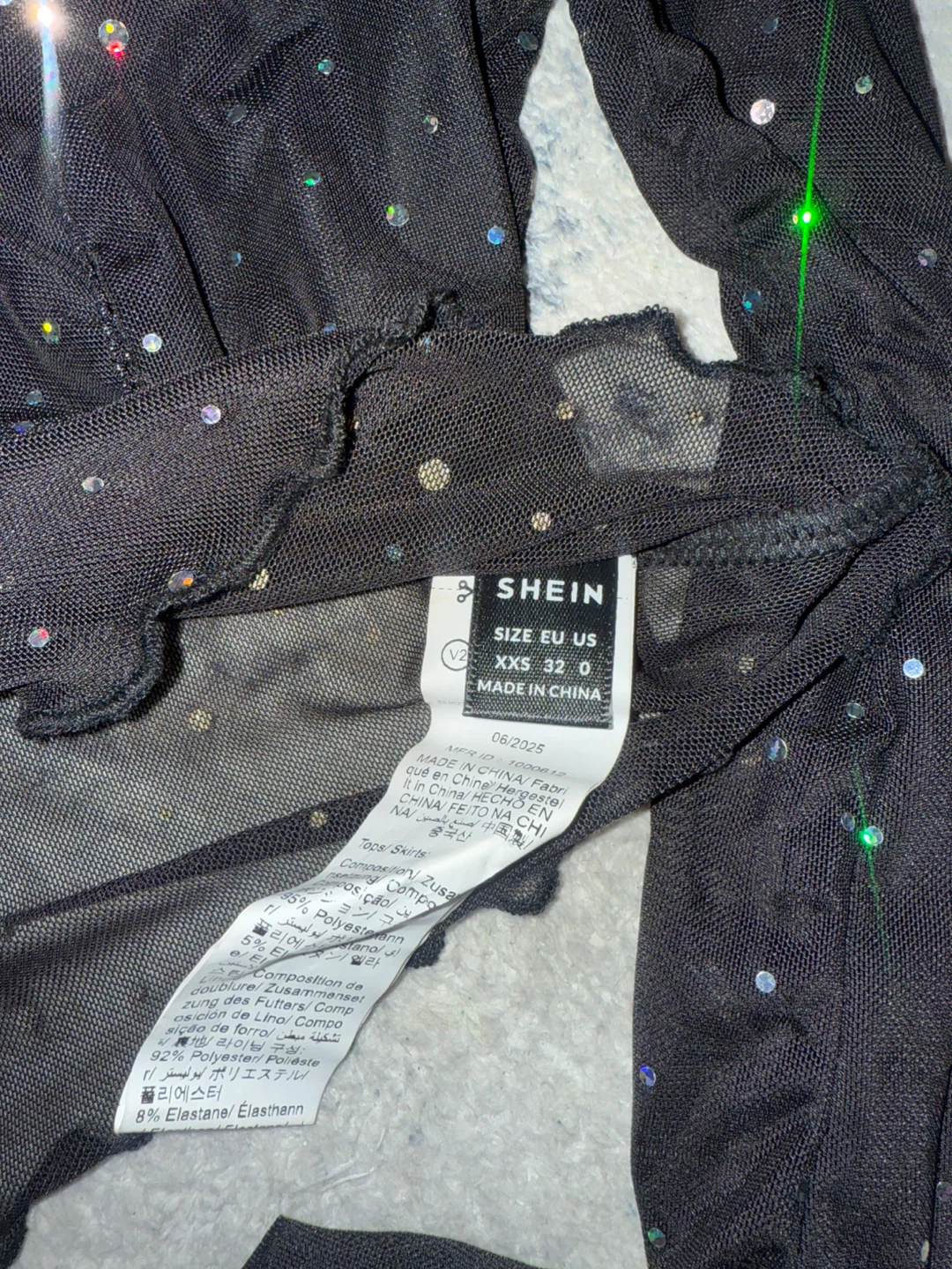 SHEIN Black Mesh Sequin Crop Top XXS - photo 2