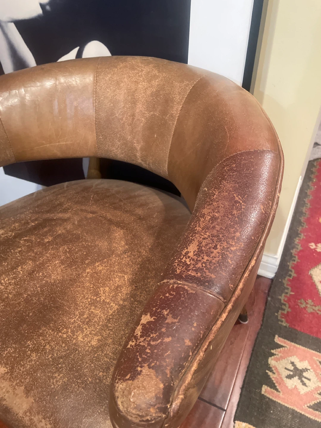 Vintage Leather Barrel Chair - photo 2