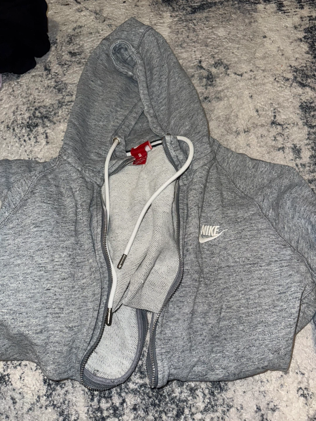Nike Grey Zip-Up Hoodie - Size Medium