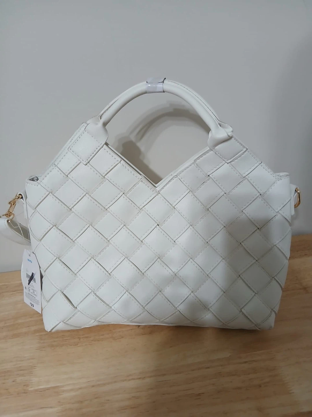 Sac à main blanc tissé