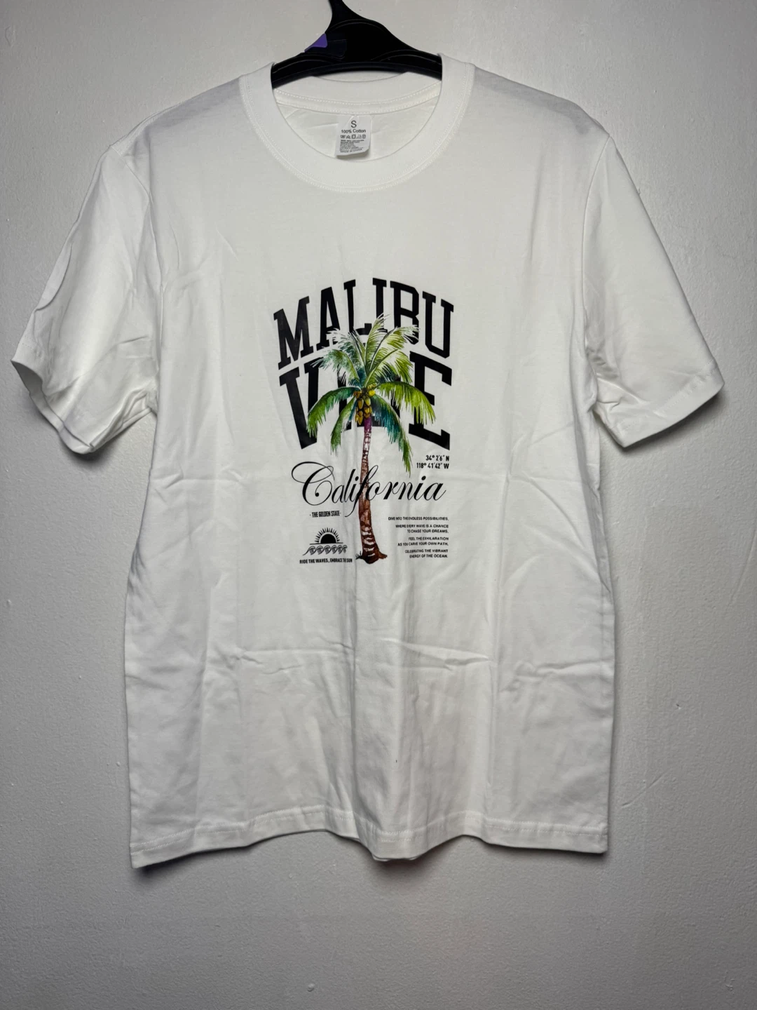 White Malibu California Graphic T-Shirt - Size S