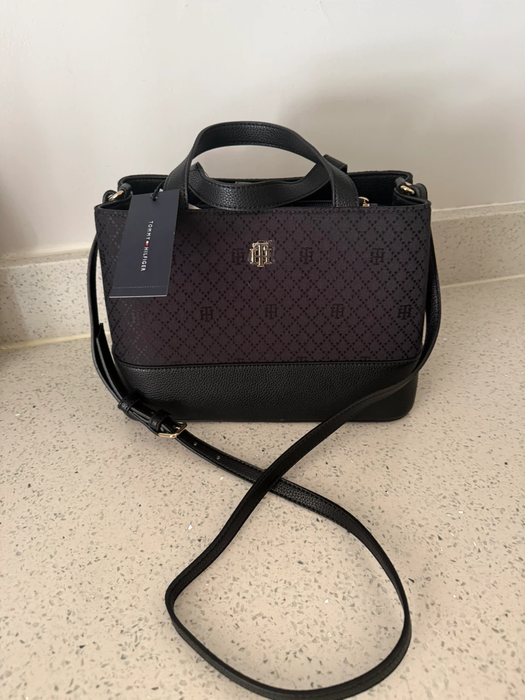 Tommy Hilfiger Black Monogram Tote Bag