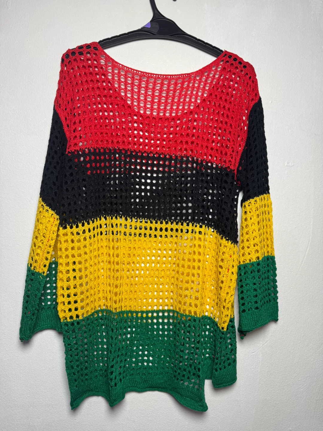 Rasta Striped Mesh Knit Sweater - photo 2