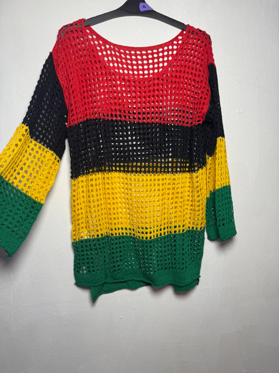 Rasta Striped Mesh Knit Sweater