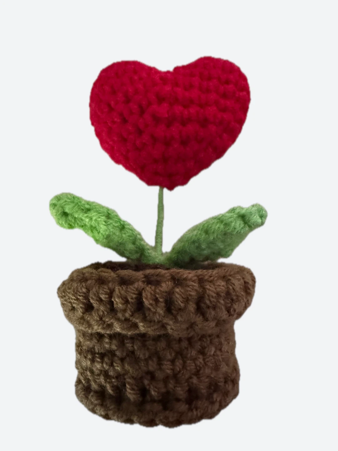 Crocheted Heart Flower Pot Decoration