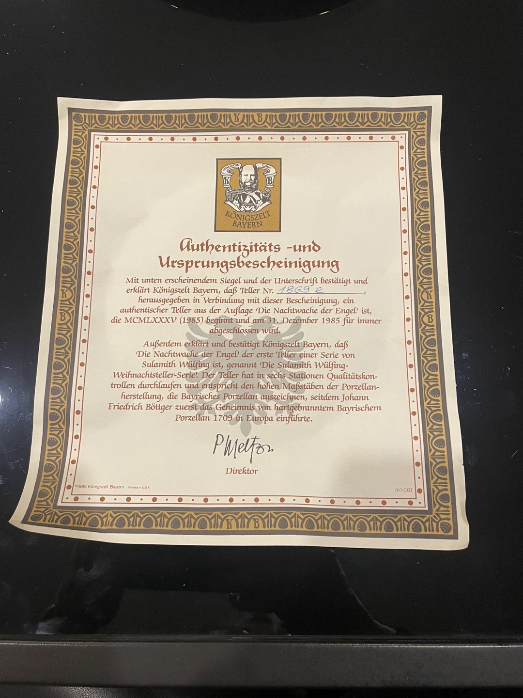 Königsalt Bayern 1985 "The Angels' Vigil" Collector Plate - photo 2