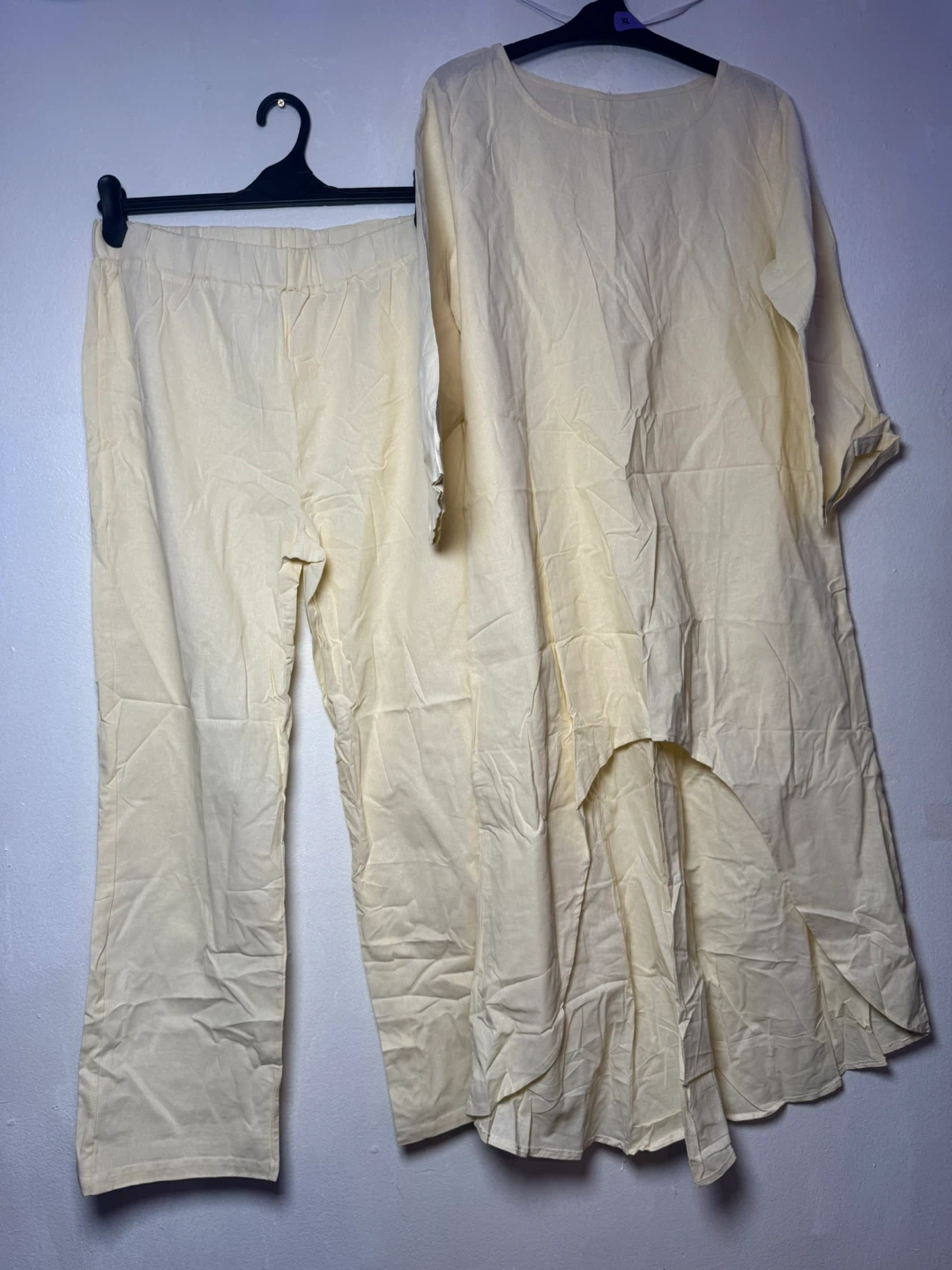 XXL Cream Linen Blend Two-Piece Set