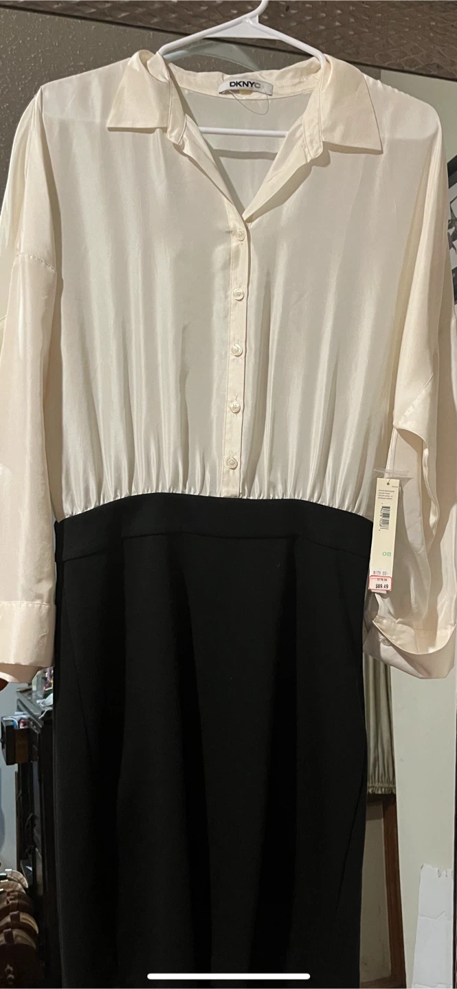 DKNY Cream and Black Dress