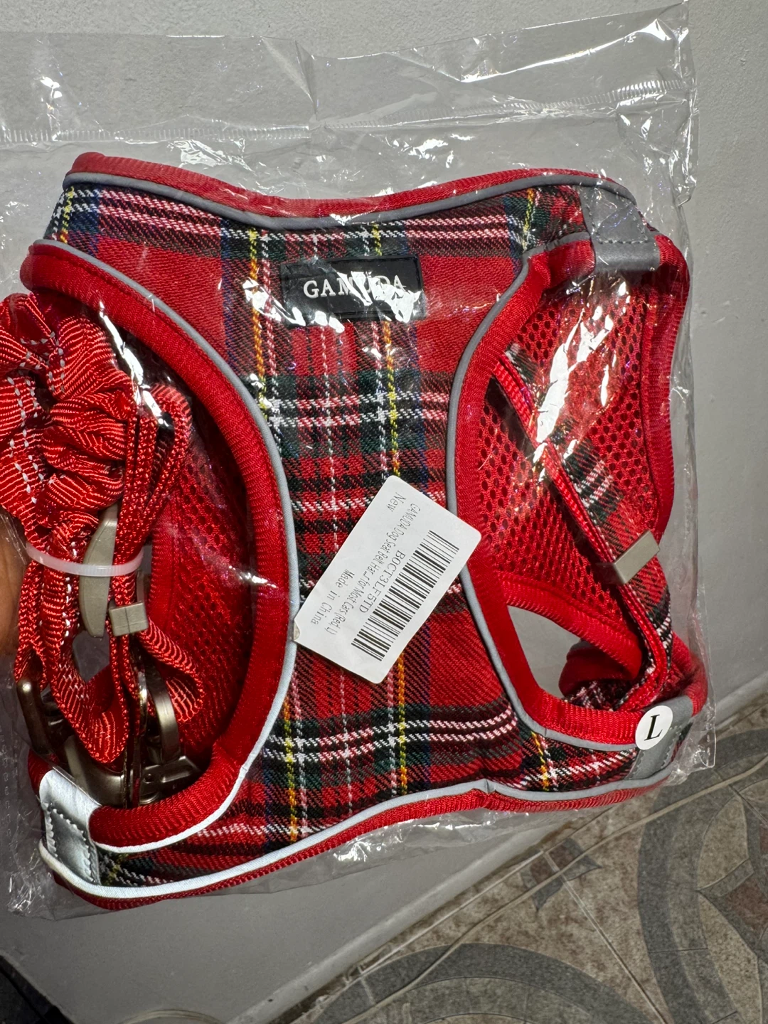 GIMIA Dog Harness - Red Plaid - Size L