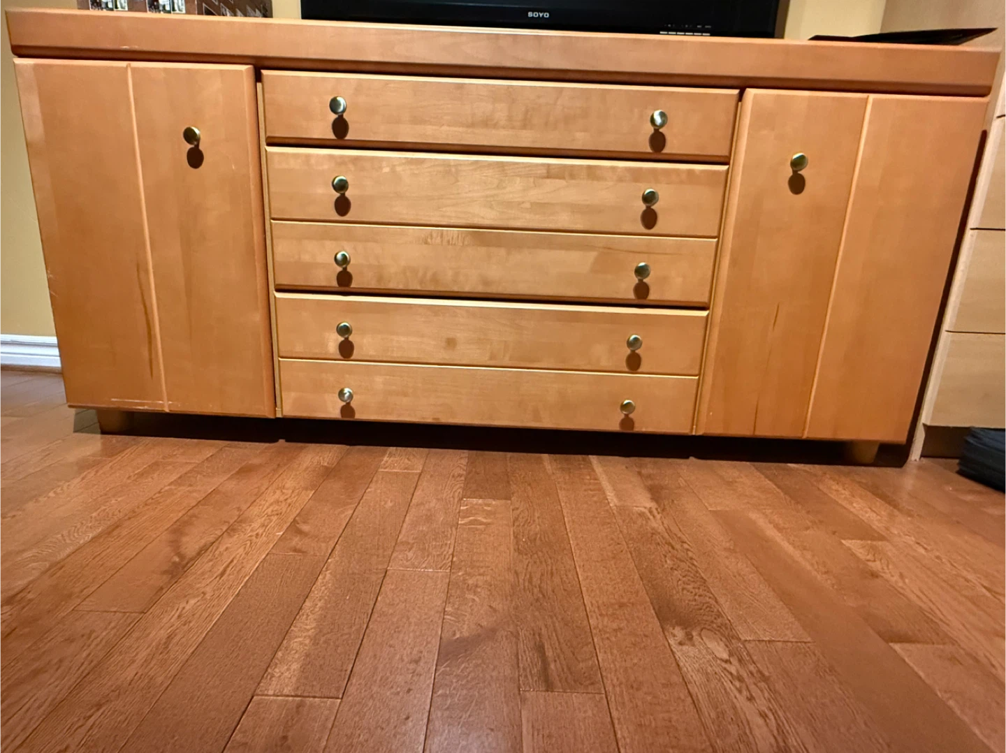 Maple Wood Credenza with 4 Drawers