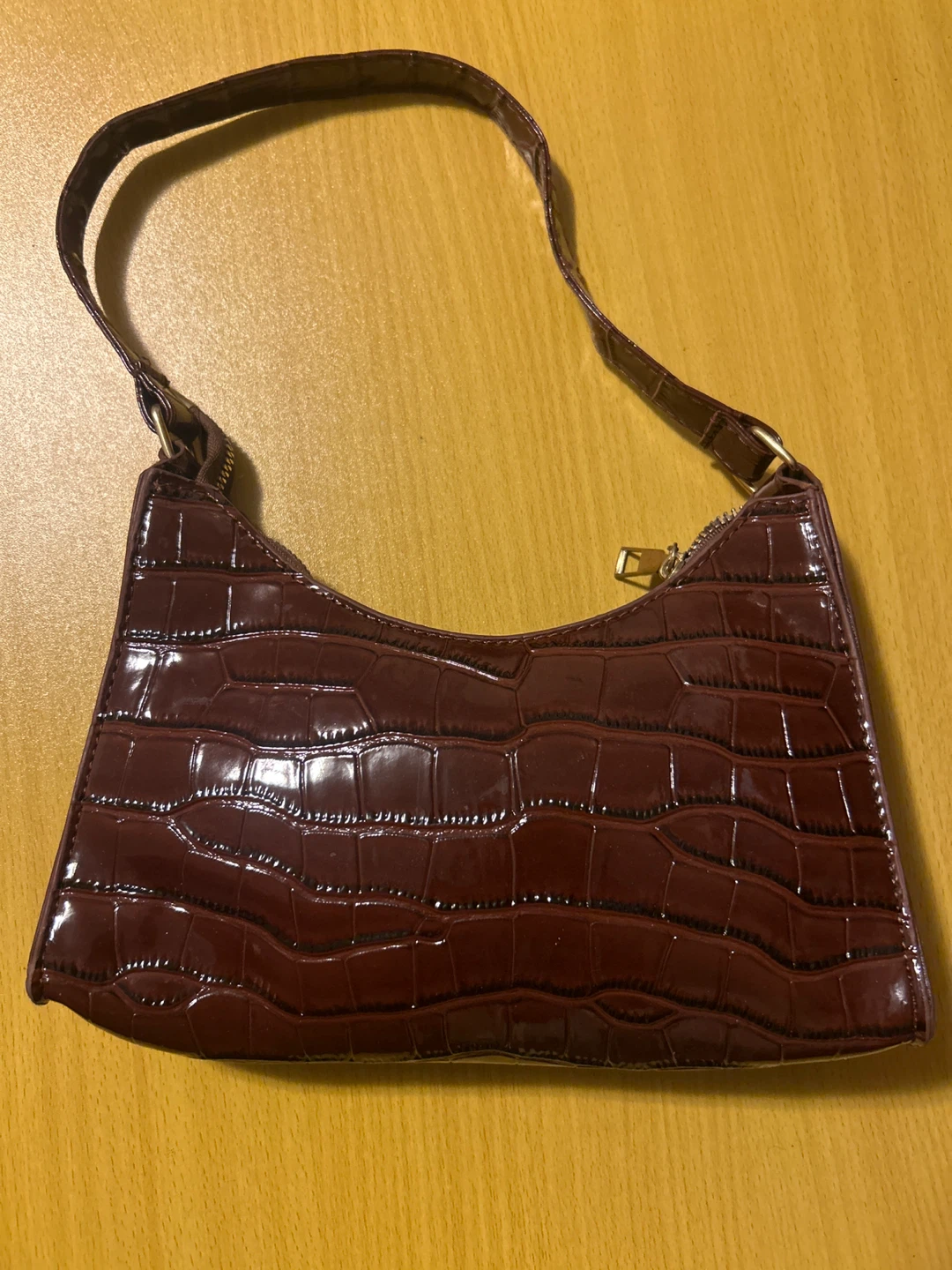 Burgundy Crocodile-Embossed Shoulder Bag🏆 - photo 2