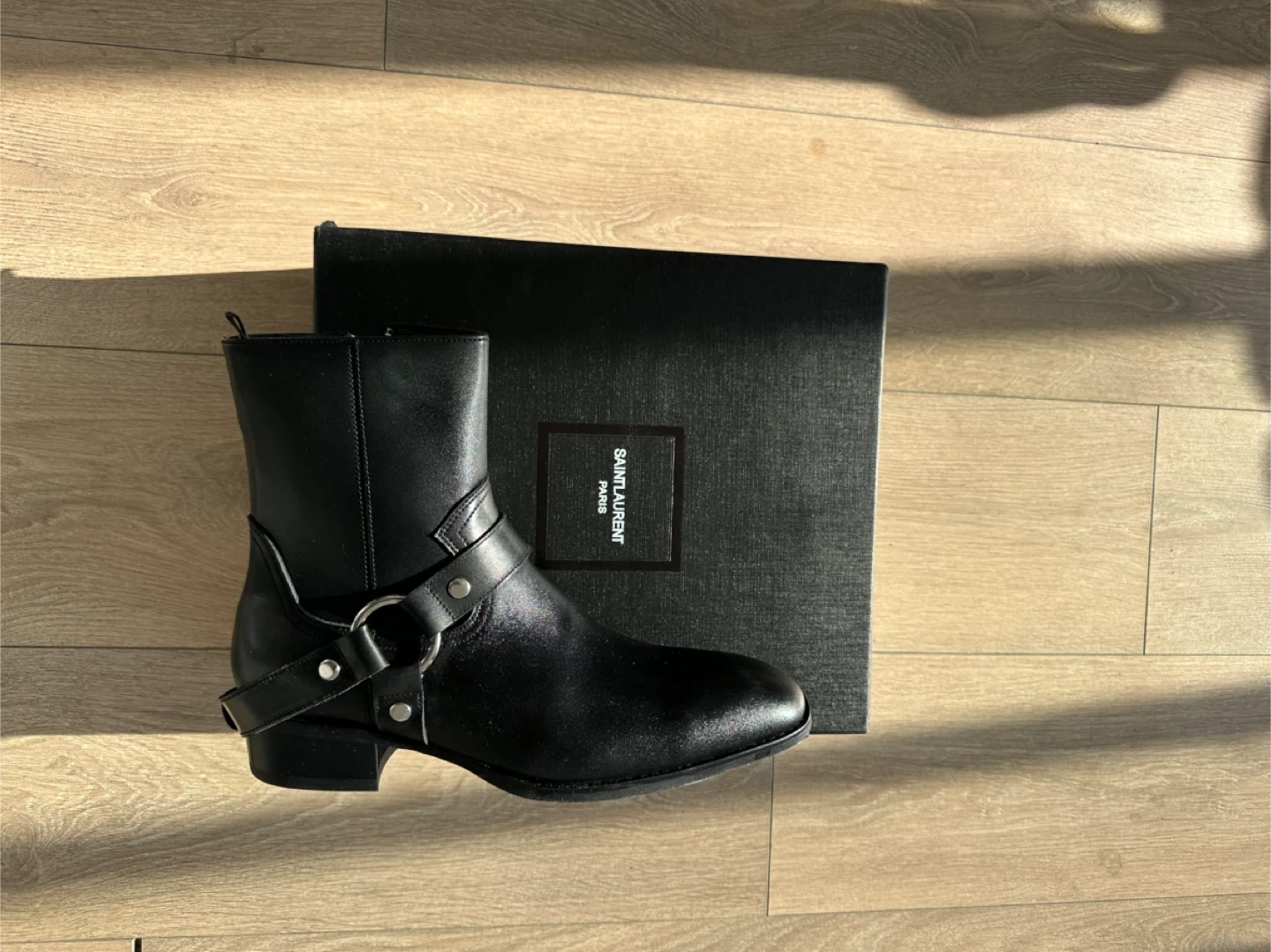 Saint Laurent Paris Black Leather Harness Boots - photo 2