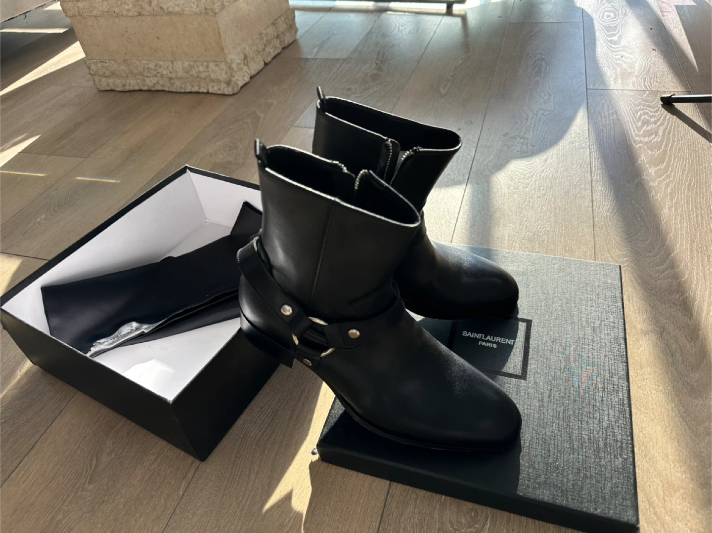Saint Laurent Paris Black Leather Harness Boots - photo 5