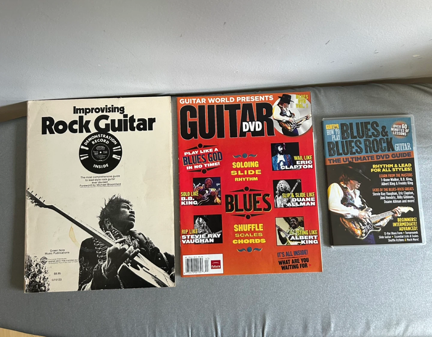 Instructional blues rock book, dvd and vinyl