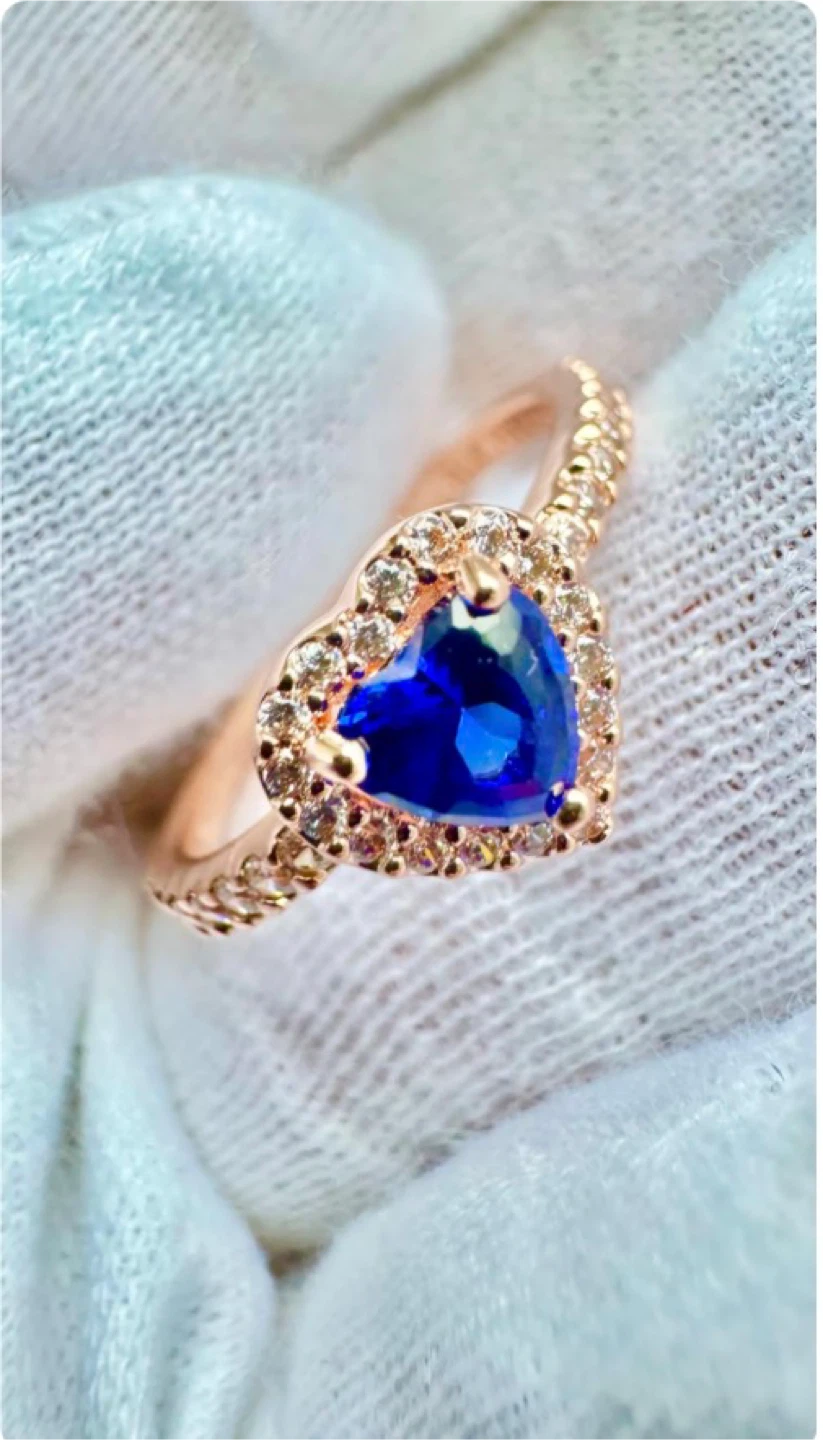 Pandora Elevated Heart Ring Rose gold/Blue