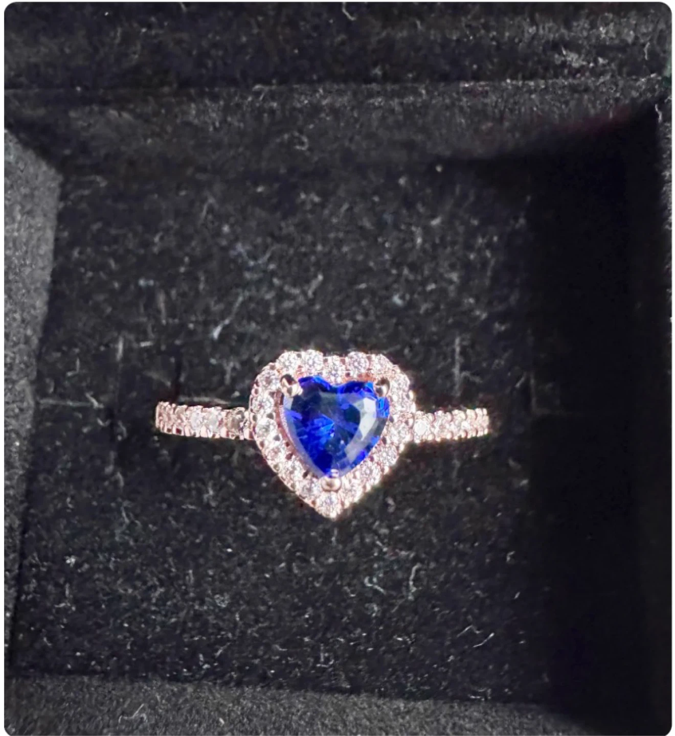 Pandora Elevated Heart Ring Rose gold/Blue - photo 2