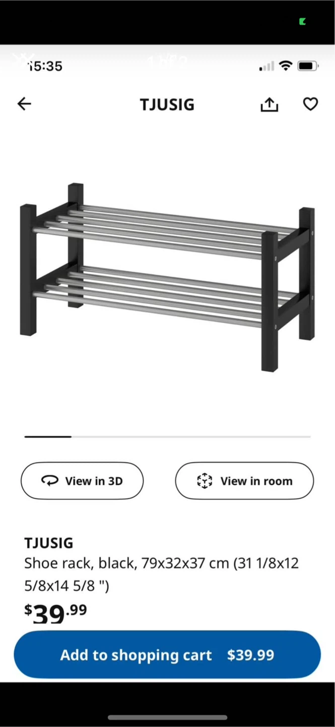 IKEA TJUSIG Shoe Rack - Black