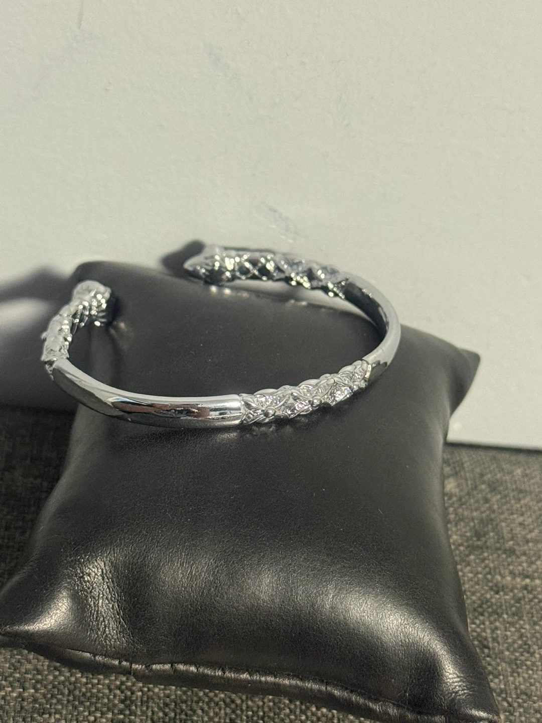 Silver tone Cuff Bracelet with Textured Design