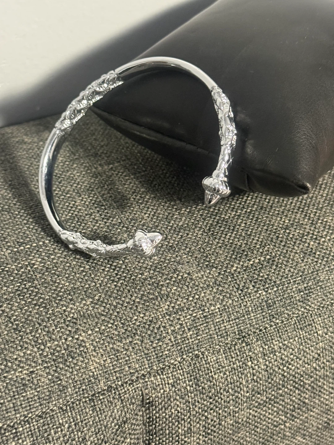 Silver tone Cuff Bracelet with Textured Design - photo 3