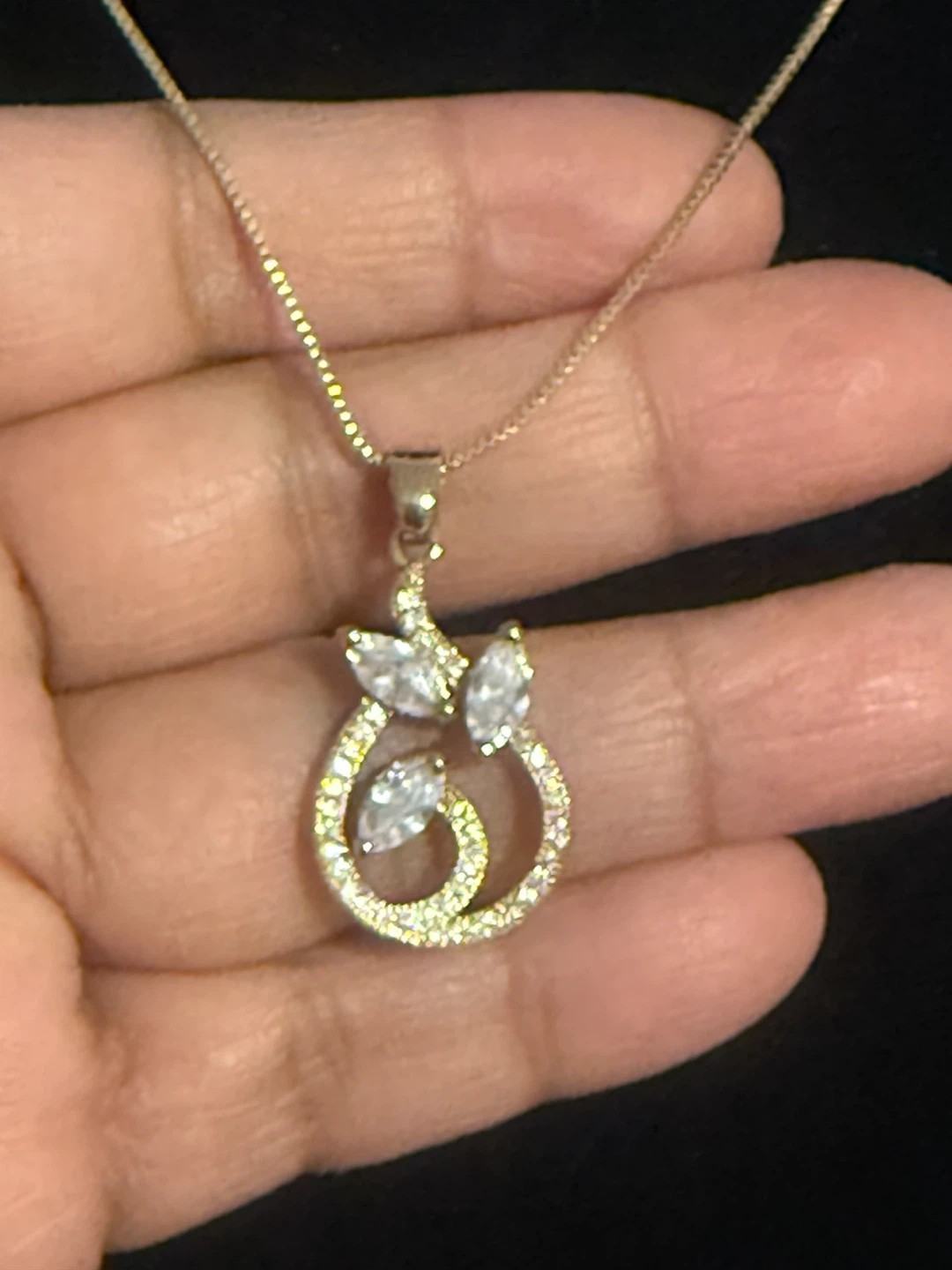 Gold plated  necklace with cubic zirconia pendant - photo 3