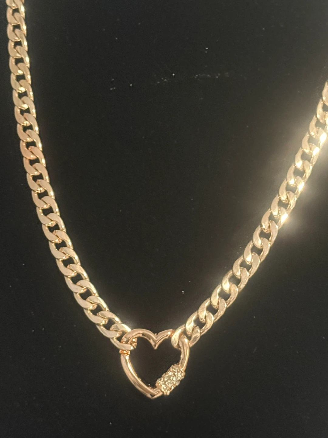 Guess Rose Gold Tone Chain Necklace with Heart Charm