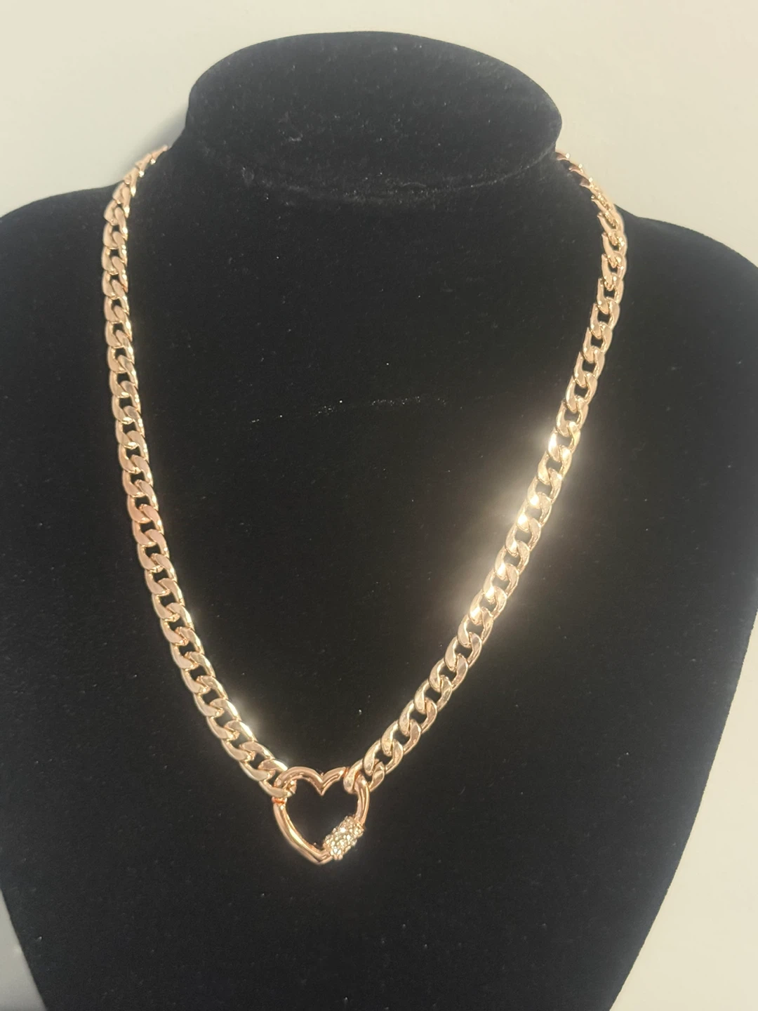 Guess Rose Gold Tone Chain Necklace with Heart Charm - photo 2