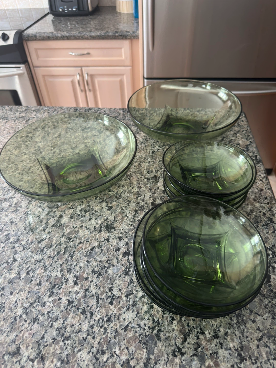 Glass serving dishes and bowls