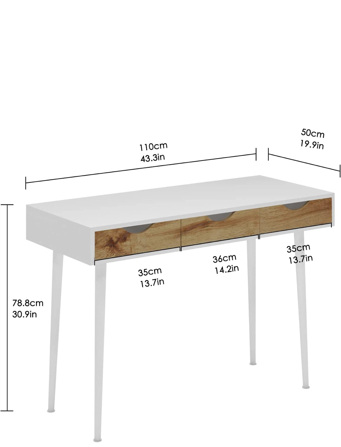 White Desk with 3 Drawers - photo 3