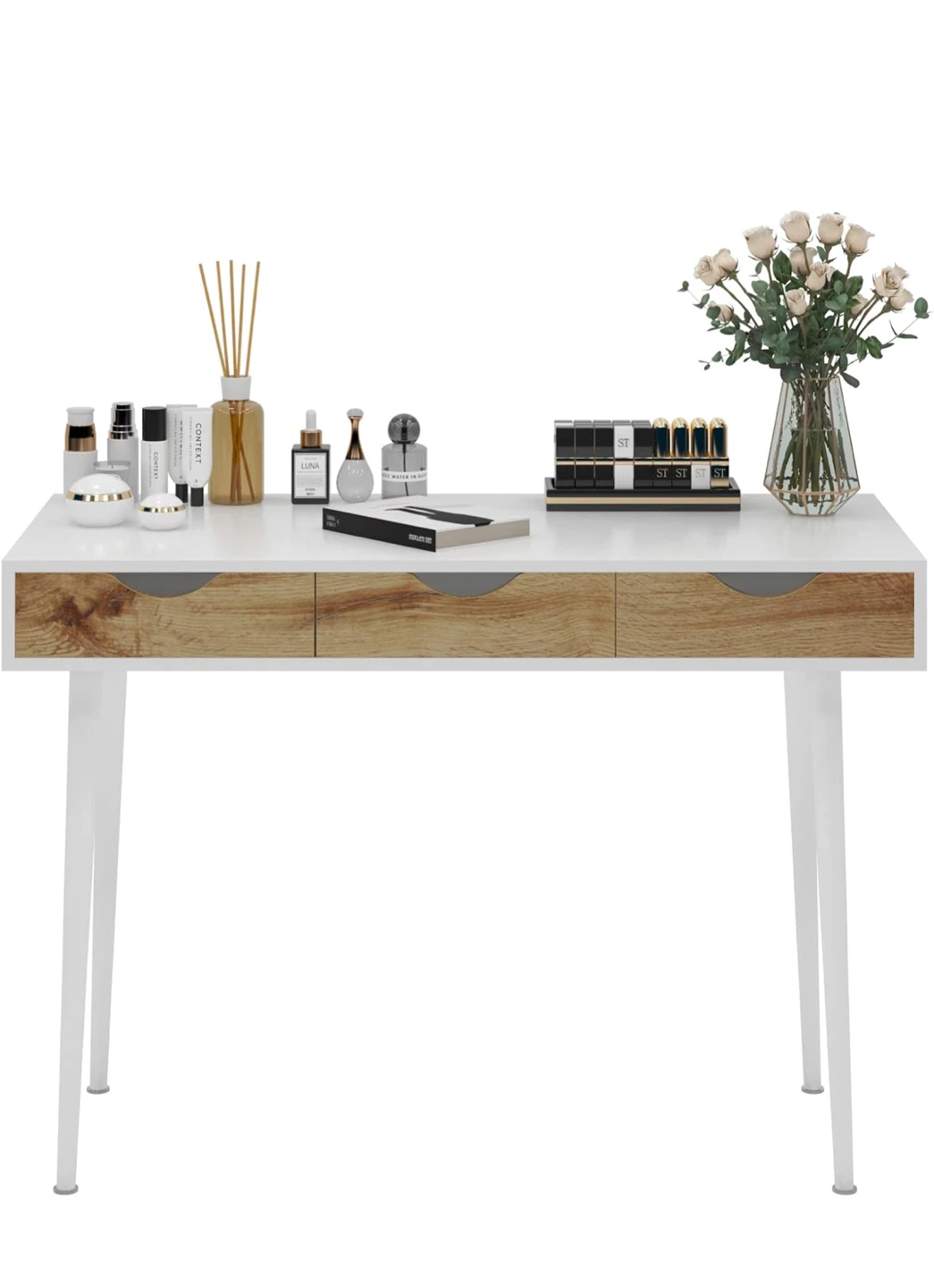 White Desk with 3 Drawers - photo 4