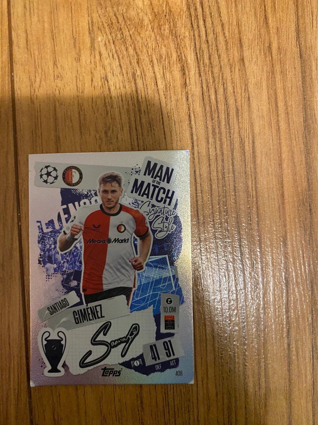 Topps Man of the Match Santiago Gimenez Soccer Card