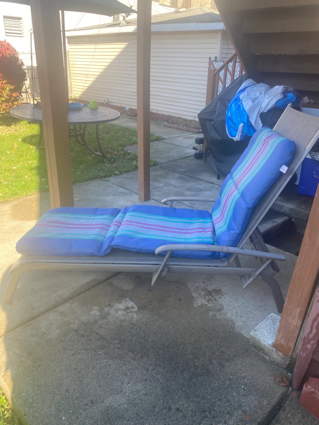 Blue Striped Chaise Lounge Cushion