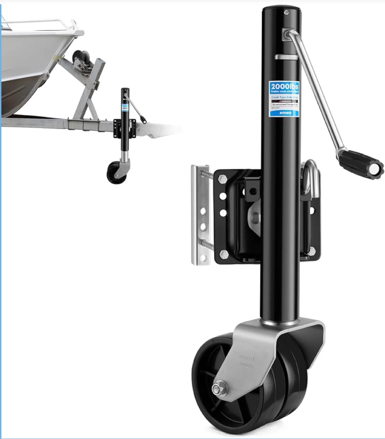 Heavy-duty 2000 lb Trailer Jack with Dual Wheels - photo 2