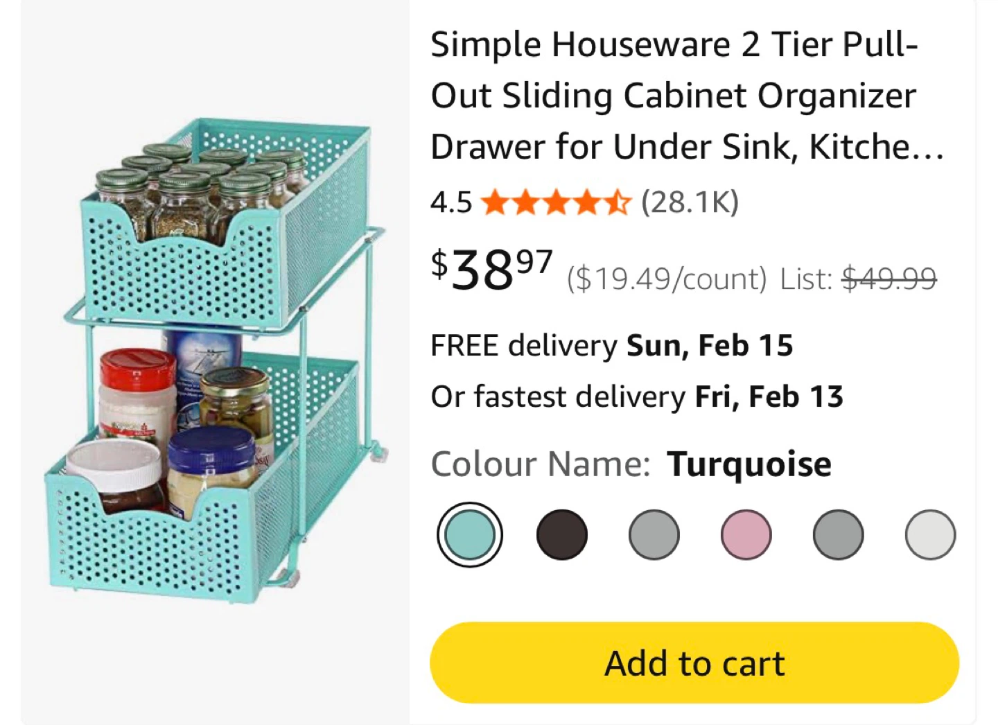 BRAND NEW 2 Tier Turquoise Sliding Cabinet Organizer - photo 5