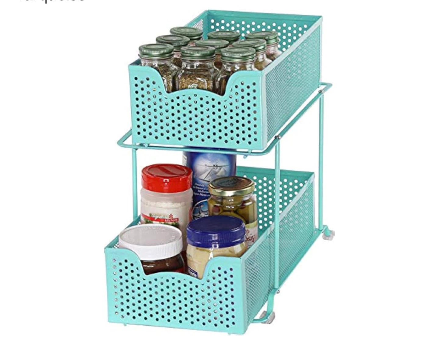 BRAND NEW 2 Tier Turquoise Sliding Cabinet Organizer - photo 4