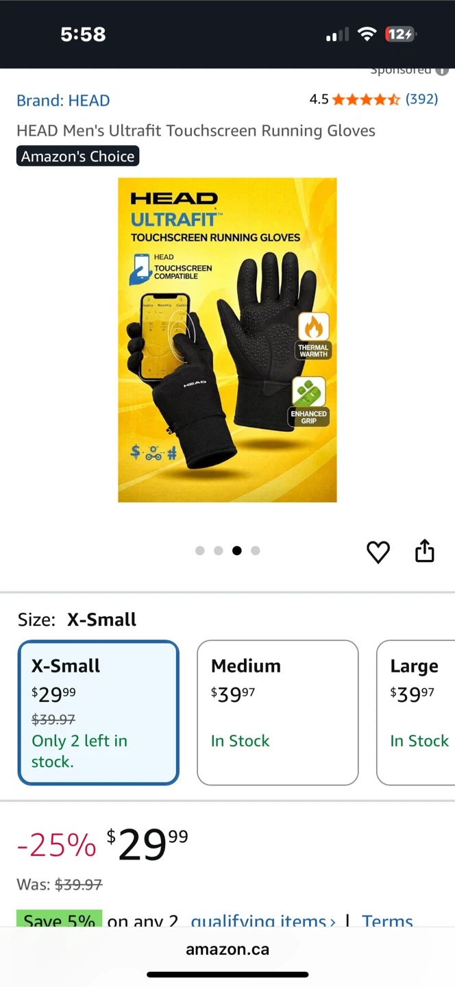 HEAD Ultrafit Touchscreen Running Gloves X-Small 🏆 - photo 3