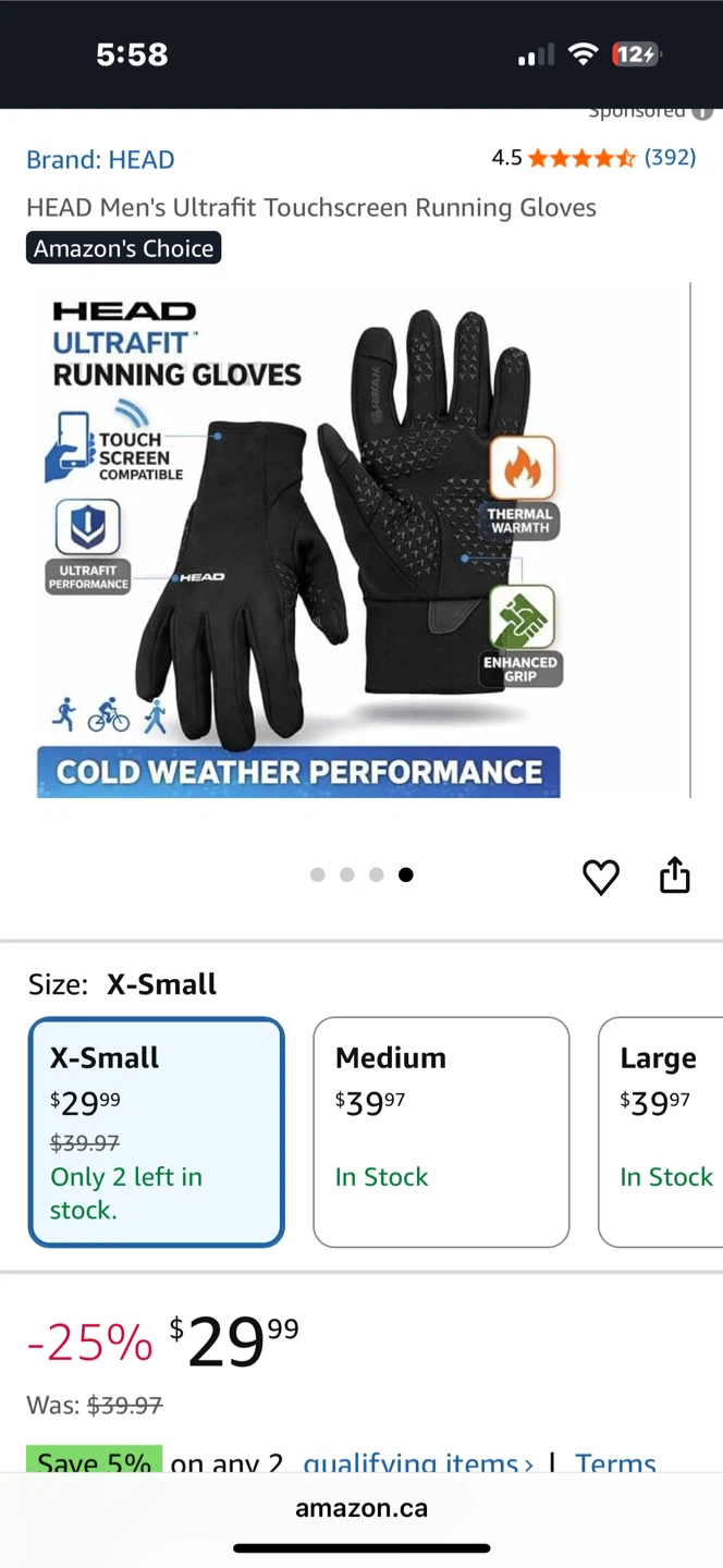 HEAD Ultrafit Touchscreen Running Gloves X-Small 🏆 - photo 2